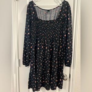 Black Long Sleeved Floral Dress